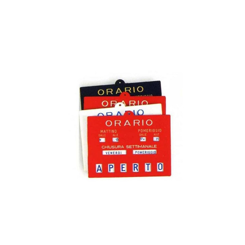 Cartello orario negozio con meccanismo aperto/chiuso cm 18,5 x 14