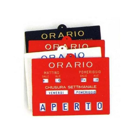 Cartello orario negozio con meccanismo aperto/chiuso cm 18,5 x 14