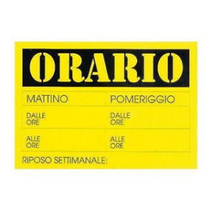Cartello Orario plastificato 2pz