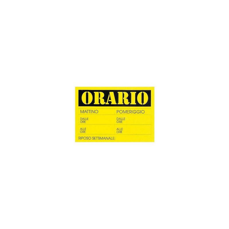 Cartello Orario plastificato 2pz