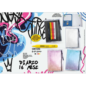 Diario scuola 26/27 TINTAUNITA glitter+ black and white con marker