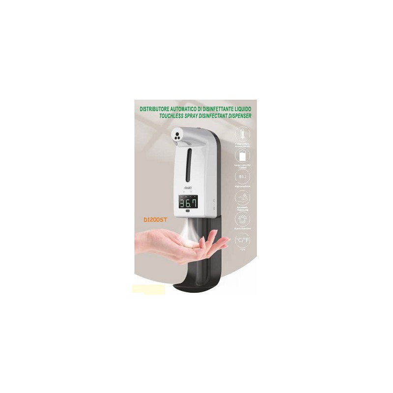 Distributore automatico di igienizzante 1,2lt con termoscanner batteria o corrente