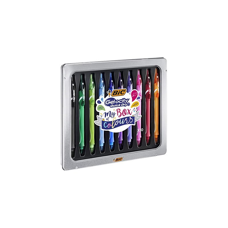 Penna a scatto Bic Gel Gelocity quick dry box 10 penne assortite