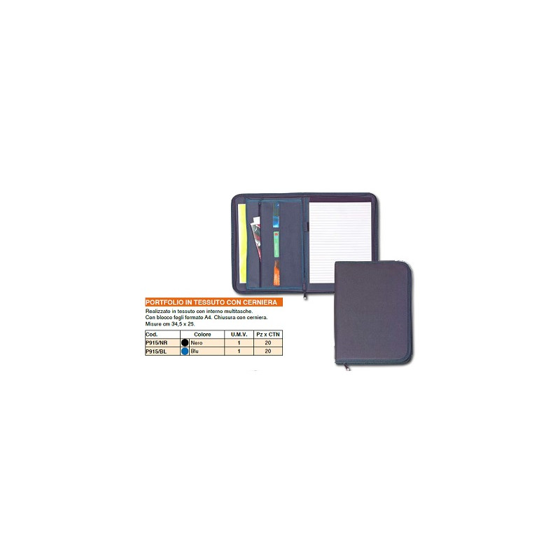 Porta blocco con zip BLU