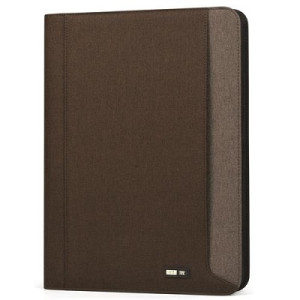 Porta blocco in tessuto bicolore. Chiusura a zip- tasca interna con vari scomparti-completo di blocco cm26x34  MARRONE / MARRONE