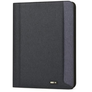 Porta blocco in tessuto bicolore. Chiusura a zip- tasca interna con vari scomparti-completo di blocco cm26x34 BLU /BLU CHIARO