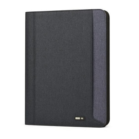 Porta blocco in tessuto bicolore. Chiusura a zip- tasca interna con vari scomparti-completo di blocco cm26x34 BLU /BLU CHIARO