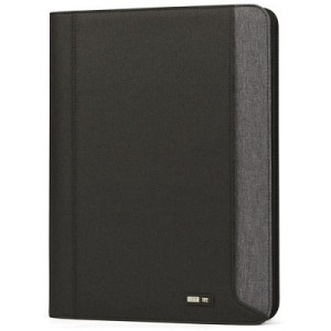 Porta blocco in tessuto bicolore. Chiusura a zip- tasca interna con vari scomparti-completo di blocco cm26x34 NERO /GRIGIO