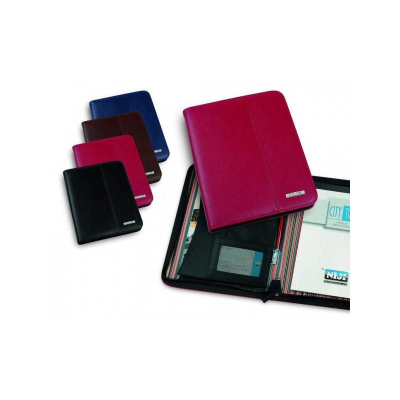 Porta Blocco similpelle nero con zip 21x25