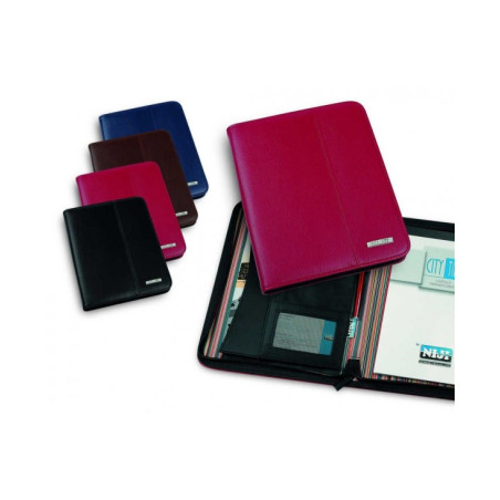Porta Blocco similpelle nero con zip 21x25