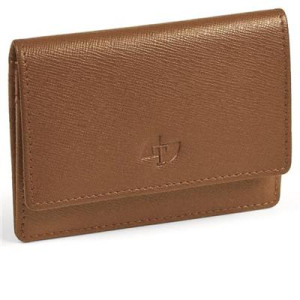 Porta tessere Saffiano in pelle cognac