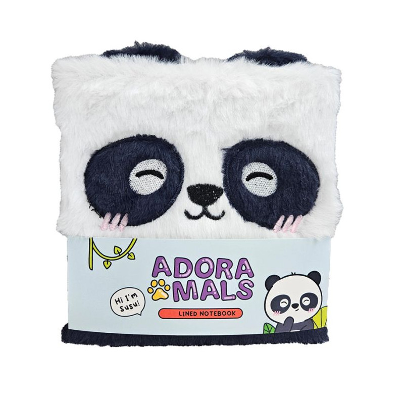 Quaderno con copertina peluche - panda