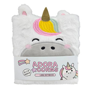 Quaderno con copertina peluche - unicorno