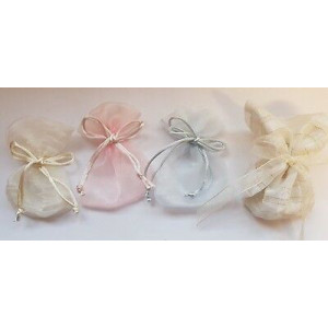 Sacchetti da confetti bomboniere velo avorio 19x12cm 6pz