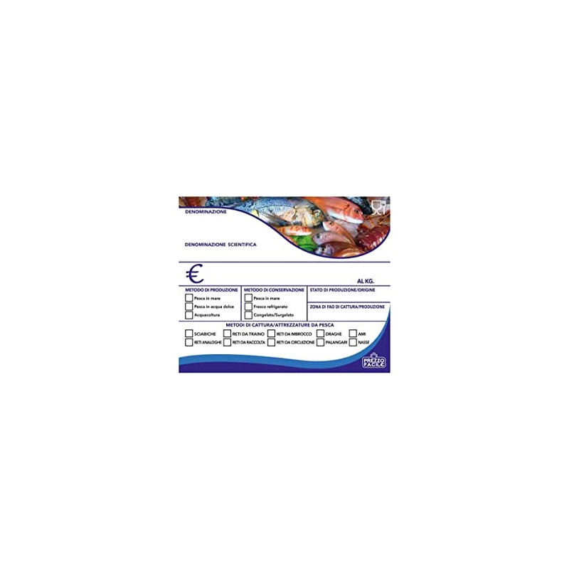 Segnaprezzo in PPL cancellabile 10pz con pennarello pesce 120x100