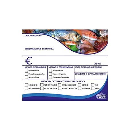Segnaprezzo in PPL cancellabile 10pz con pennarello pesce 120x100