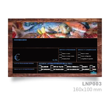 Segnaprezzo in PPL legno nero cancellabile 10pz con pennarello pesce 160x100