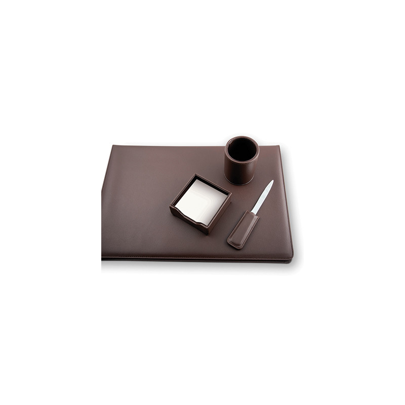 Set da scrivania in similpelle color marrone 4pz