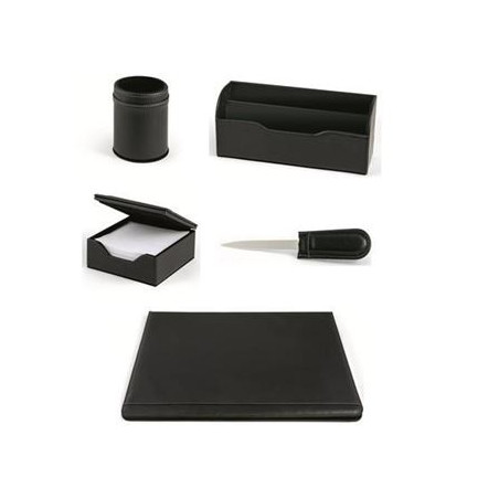 Set da scrivania William in similpelle colore nero 5pz