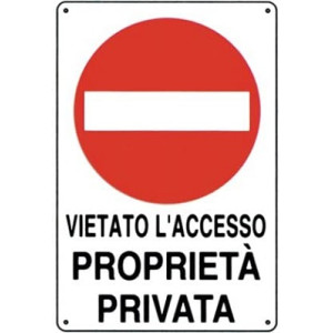 Targa adesiva Divieto di accesso proprieta' privata in metallo