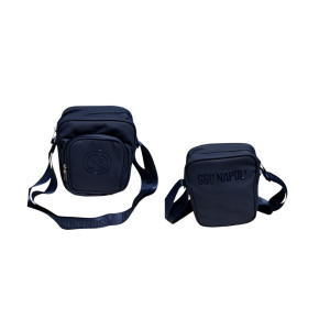 Borsello travel ssc napoli doppia tasca con cernier a scomparsa e tracolla colore blu