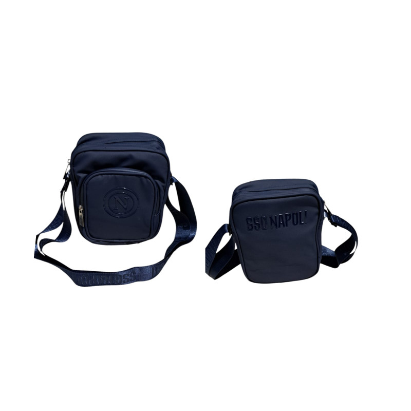 Borsello travel ssc napoli doppia tasca con cernier a scomparsa e tracolla colore blu