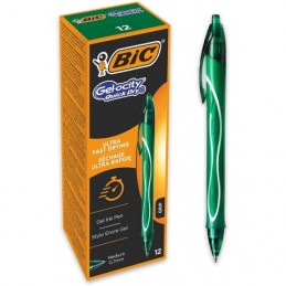 Penna a scatto Bic Gel Gelocity quick dry verde